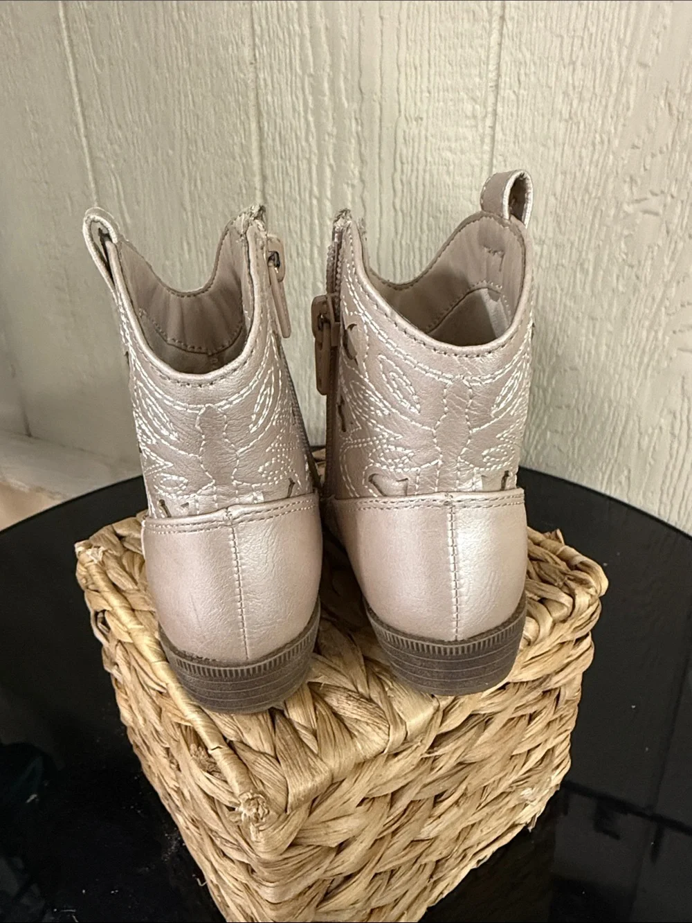 Cat & Jack Metallic Rose Gold Kids Cowboy Boots
